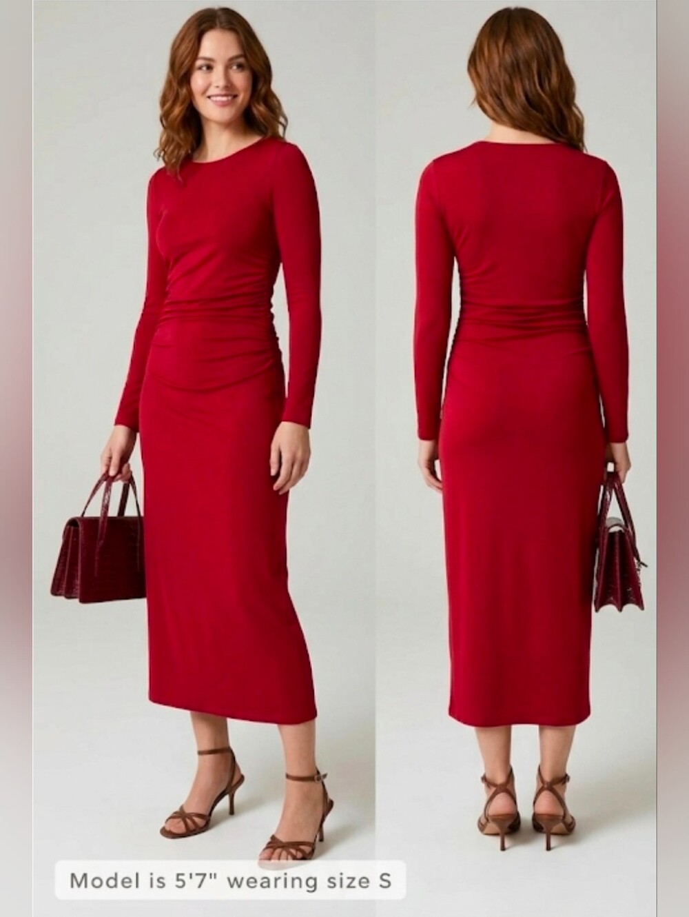 Nwt J. Crew Long Sleeve Jersey Dress Berry Sangria CF784 Size SMALL